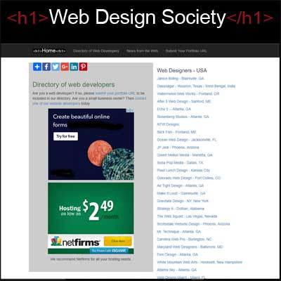 Web Design Society list of small business website developers